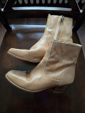 Tan Leather Ankle Boots, Size 9 1/2 D
